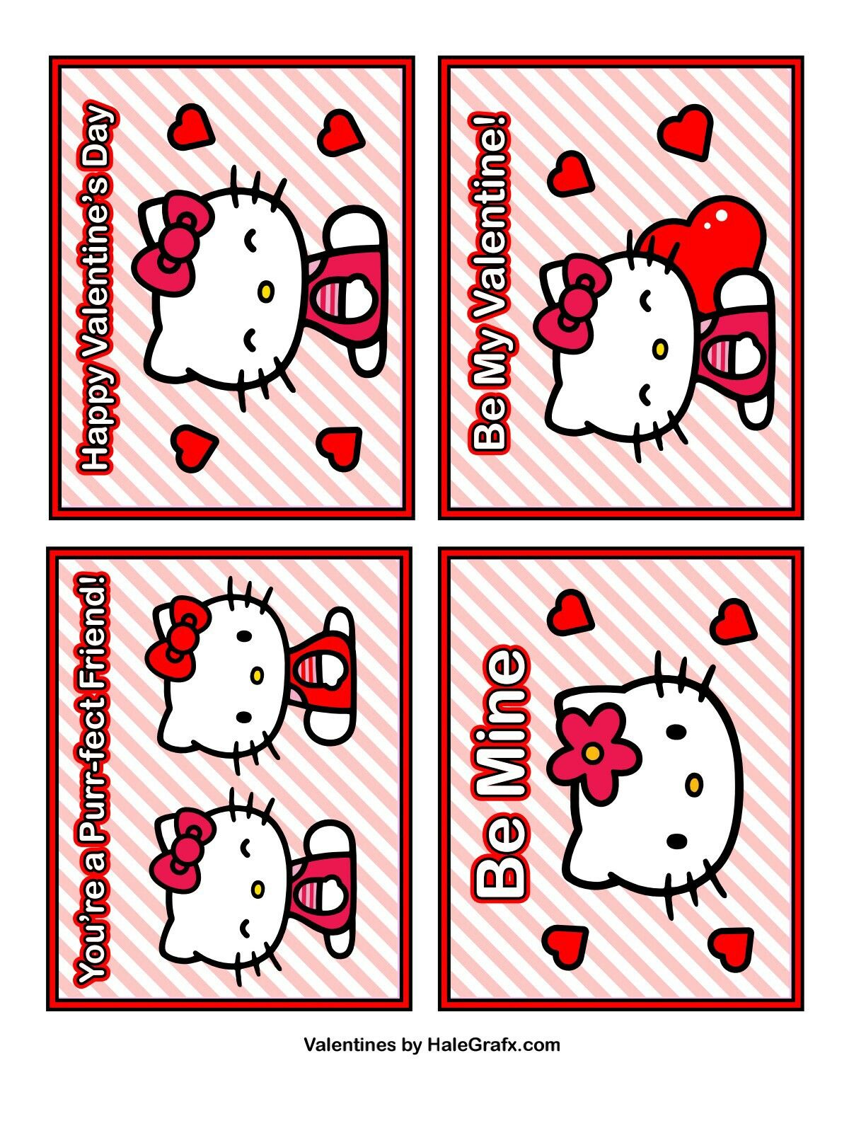 3 Sweet Hello Kitty Valentine Card Templates