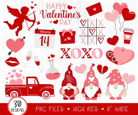 30 Valentines Day Clipart Bundle Cute Valentine Clip Art Red Etsy