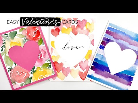 4 Easy Watercolor Valentine Cards Tutorial For Beginners Youtube