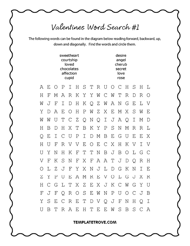 8 Printable Valentine’s Word Search Puzzles