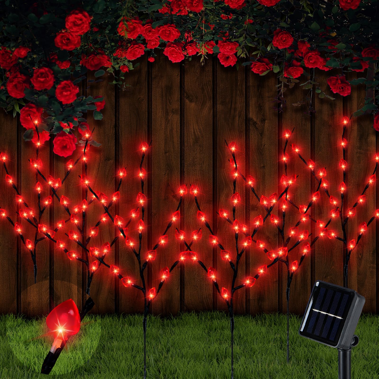 Amazon Com Enhon 2 Pcs Valentine S Day Solar Heart Lights Red Pink