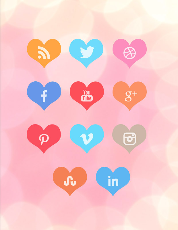 Beautiful Free Heart Social Media Icon Set Creative Nerds