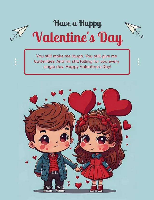 Blue Classic Illustration Happy Valentines Day Poster Venngage