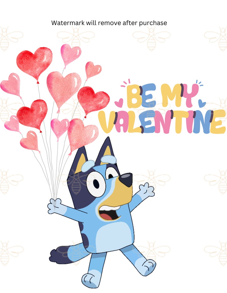 Bluey Valentine Amp 39 S Card Bluey Valentine Day Bluey Etsy