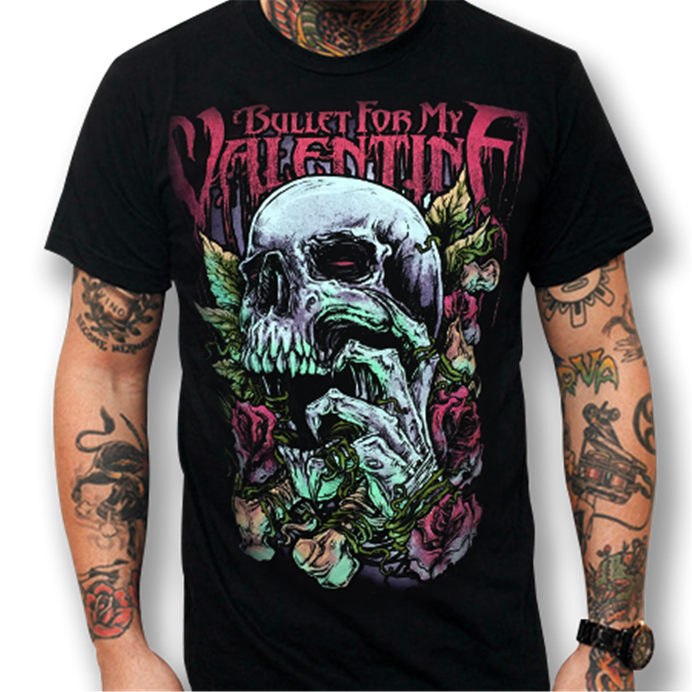 Bullet For My Valentine Black Skull T Shirt Small Official Band