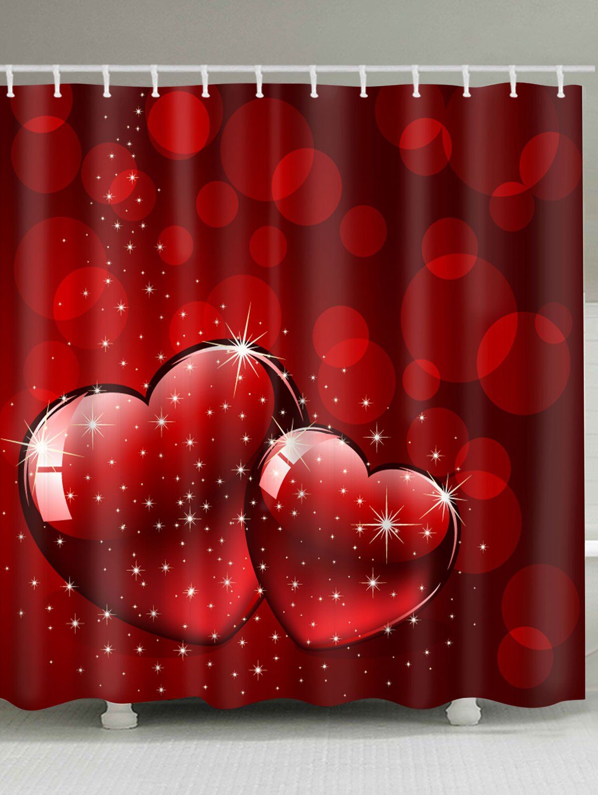 Clearance Sale 4Pcs Set Valentine S Day Shower Curtain 3D Digital