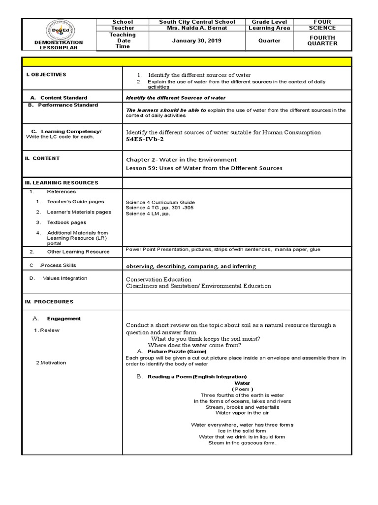 Cot Lesson Plan For Grade 7 Math 4Th Quarter