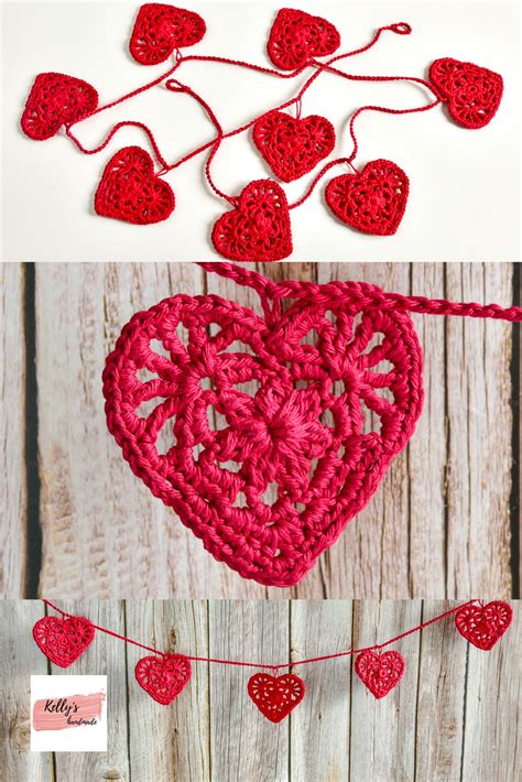 Crochet Heart Garland Valentine S Day Decor Crochet Hearts Hearts