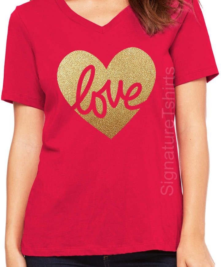 Cute Valentines Day Shirt Heart Tshirt Womens Short Sleeve