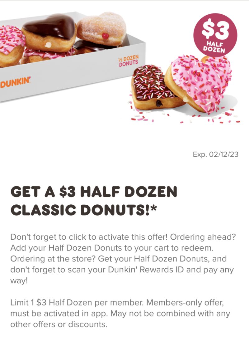 Dunkin Donuts Valentine S Day Half Dozen Only 3 00 Extreme