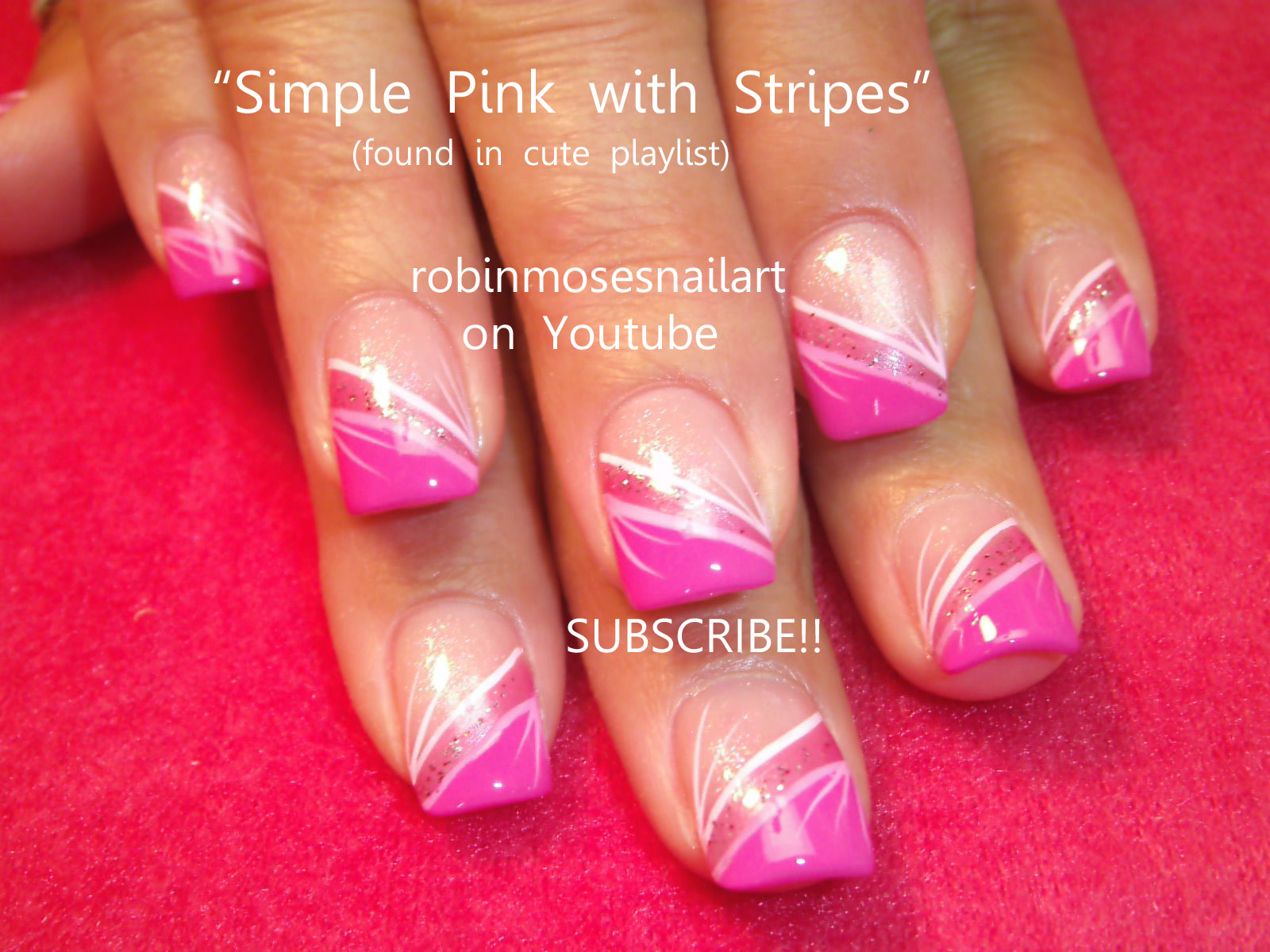 Easy Pink Nail Art Simple Pink Nail Art Pink Stripe Nail Art Strawberry Shortcake Nail Art