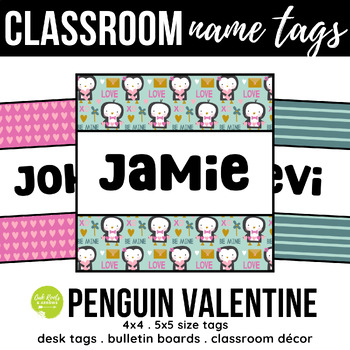 Editable 10 Valentine S Day Penguin Name Tags Desk Tags Bulletin