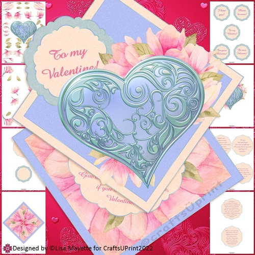 Engraved Heart Amp Magnolias Valentine Card Making Kit Cup1187760 2195 Craftsuprint