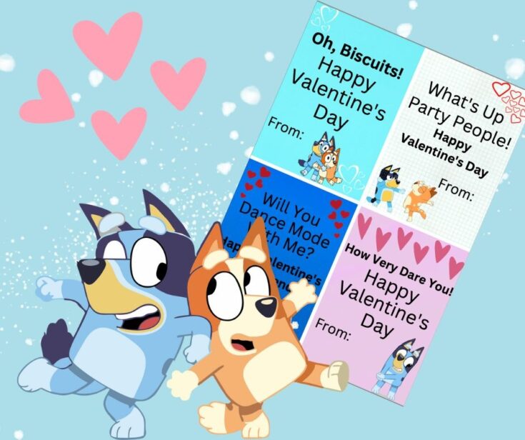 Free Printable Bluey Valentine Cards Pdf