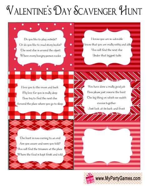 Free Valentine Day Scavenger Hunt Clues For Kids Kindergarten Craft Activities Kids Worksheets