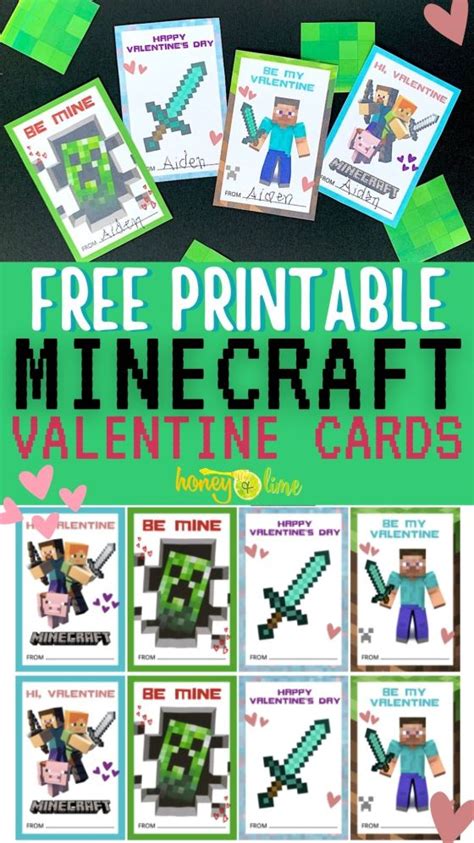 Free Valentines Cards Minecraft Valentines Printable Minecraft