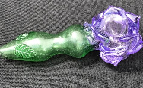 Glass Pipe Purple Rose Etsy