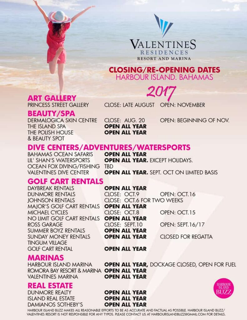 Harbour Island Bahamas Off Season Hours Valentines Resort