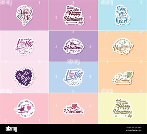 Heartwarming Valentine S Day Typography Stickers Stock Vector