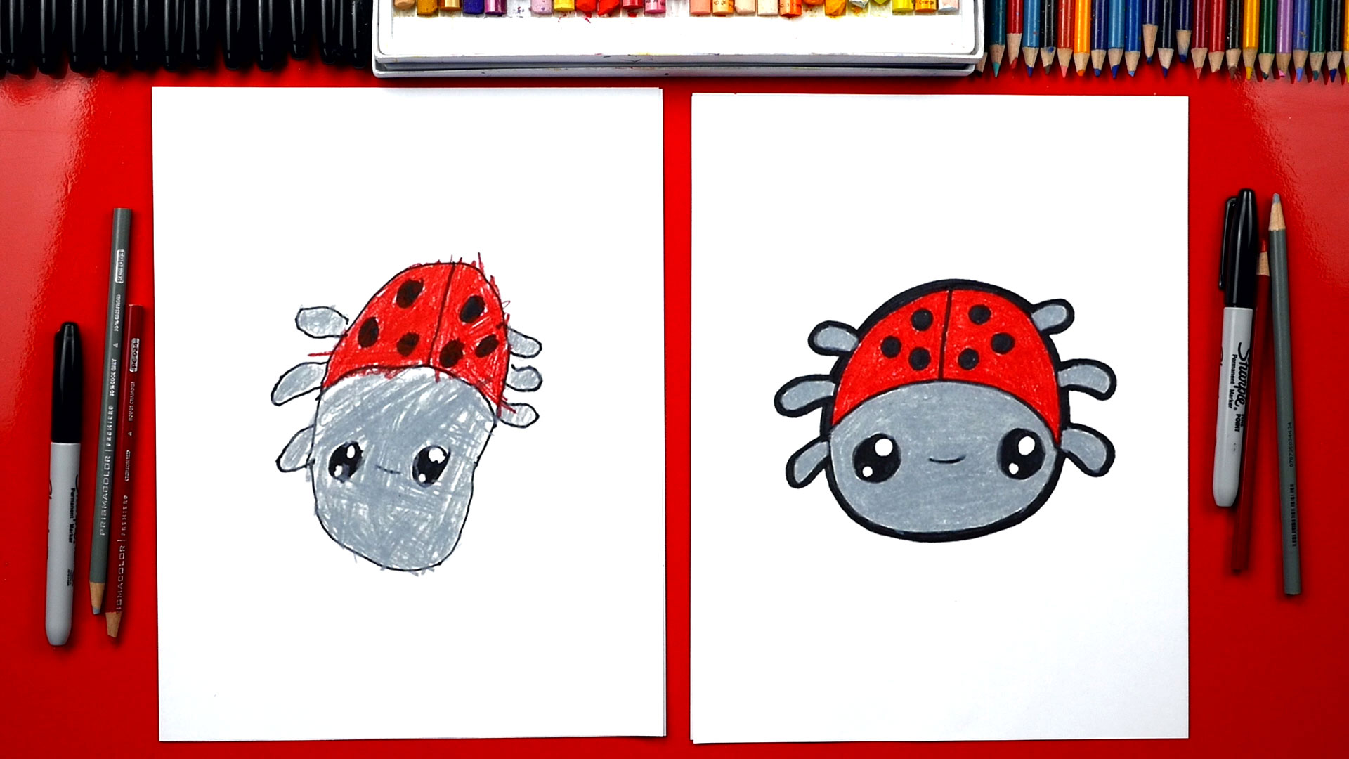 How To Draw A Valentine S Ladybug Preschool Art For Kids Hub