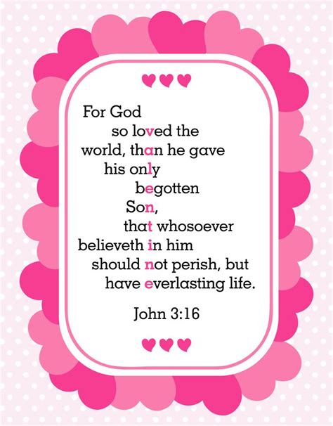 John 3 16 Kjv Valentine Valentines Printables Christian Valentines Sunday School Crafts For Kids