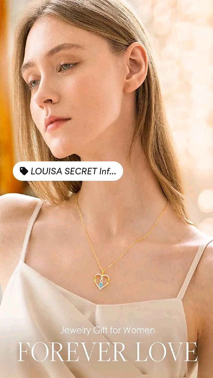 Louisa Secret Infinity Heart Necklaces For Women Gold Plated And 925