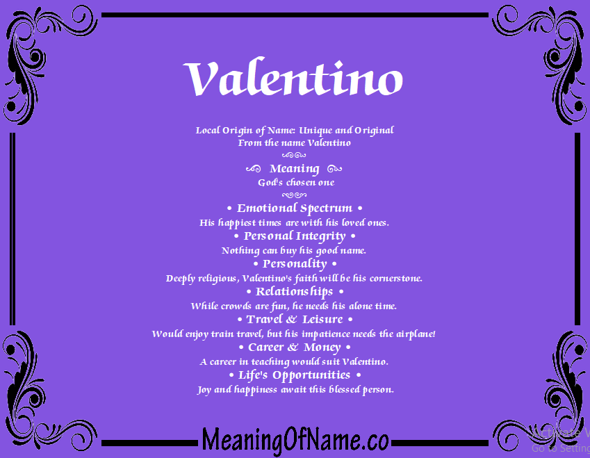 Meaning Of Valentino Name