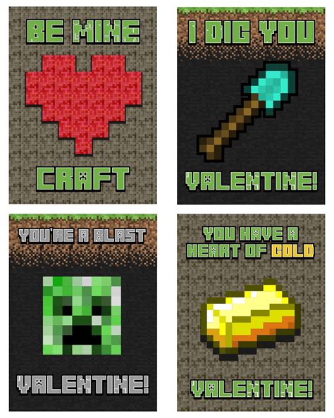 Minecraft Valentines Cards