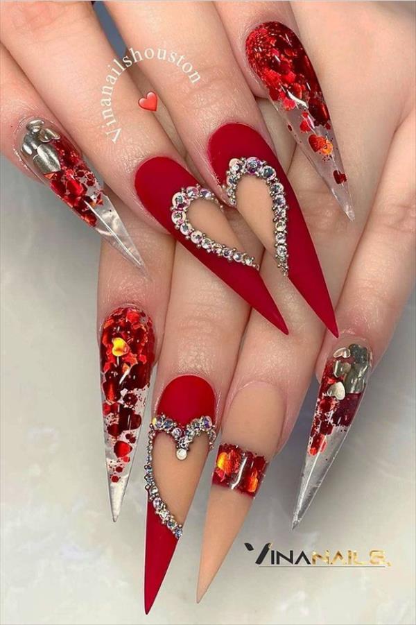 Nails Design 42 Beautiful Acrylic Valentine Nails Design You Must Try 2021 Mycozylive Com