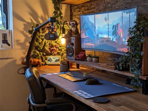 Nature Themed Pc Setup Cozy Workspace Environment R Battlestations