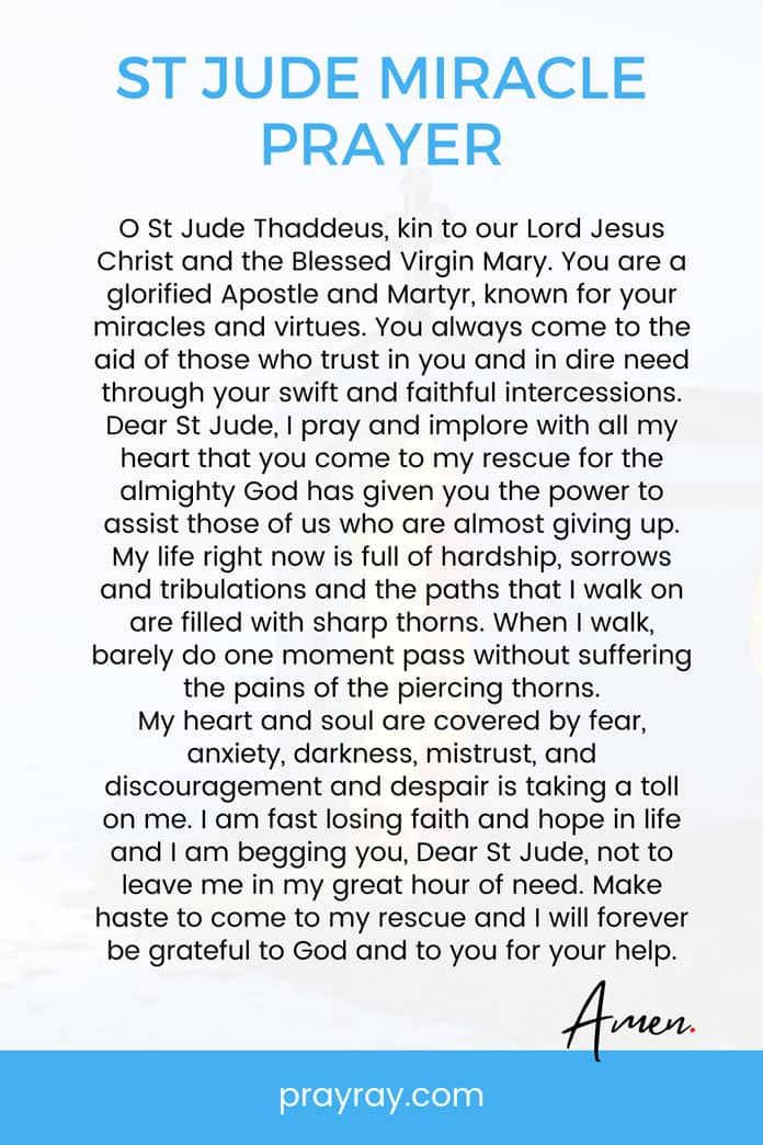 Powerful Miracle Prayer To St Jude Hopeless And Impossible Cases