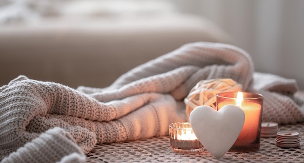 Premium Photo Cozy Valentines Day Background With A Candle And A