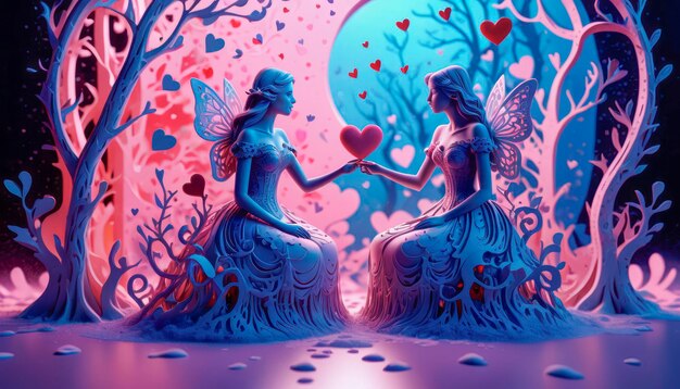 Premium Photo Love Between Girls Valentine Symbolism And Romance Of Love February 14