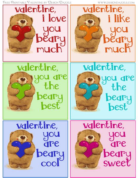 Printable Valentines Bears