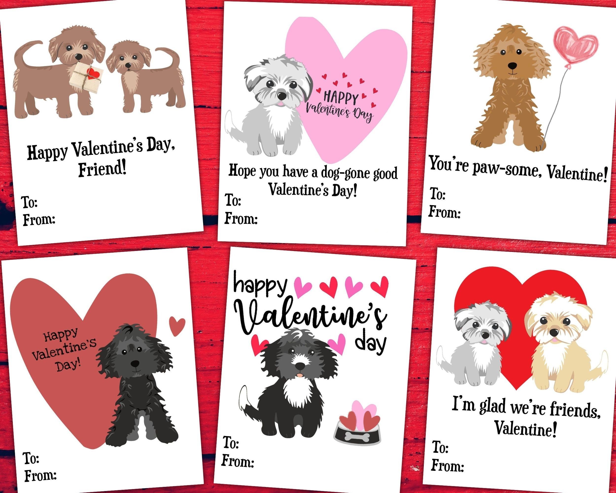 Puppy Valentines Printable Valentine Cards For Kids Etsy