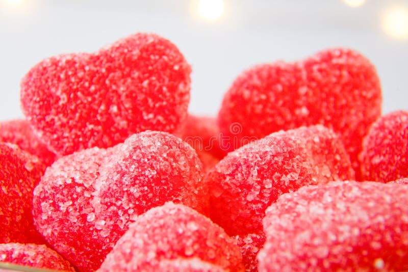 Red Sugar Coated Heart Shaped Valentine S Day Candies Stock Image