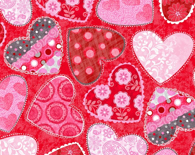 Red Tossed Hearts Fabric Hearts Of Love Valentine S Day Fabric