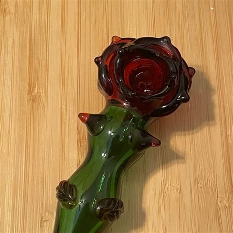 Rose Glass Pipe Etsy