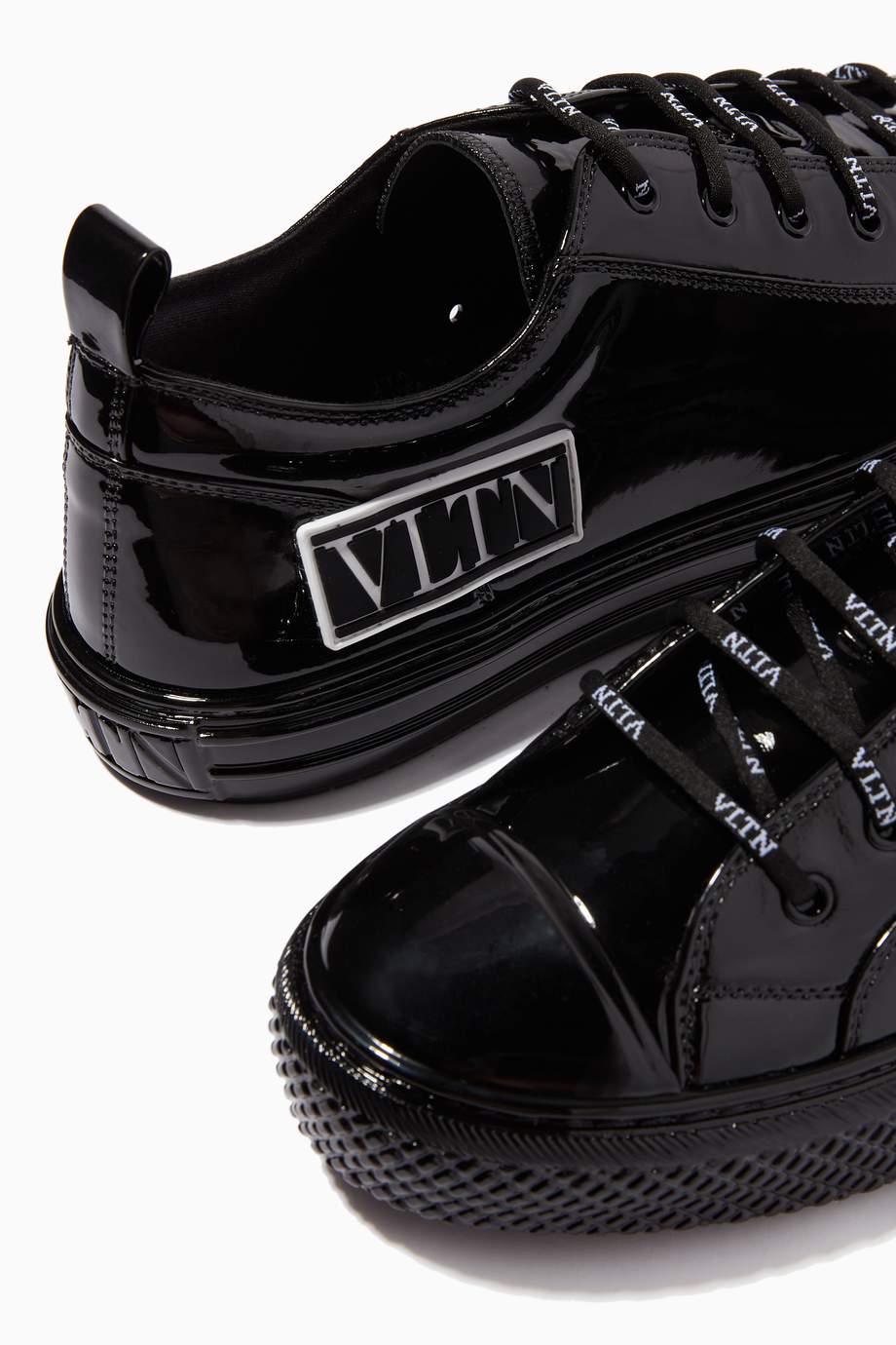 Shop Valentino Black Valentino Garavani Vltn Giggies Sneakers In Patent Leather For Men Ounass Uae