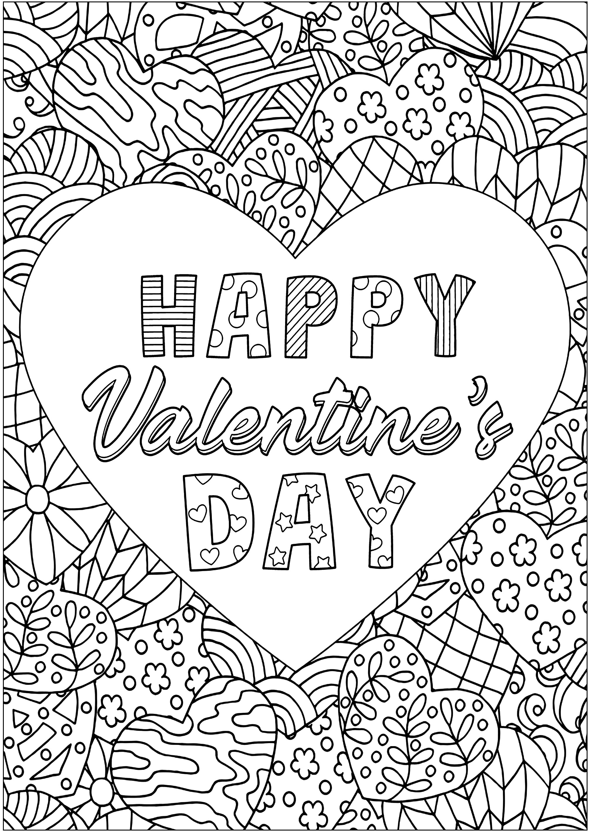 Simple Valentine Day Coloring Sheets For Kids Clip Art Library