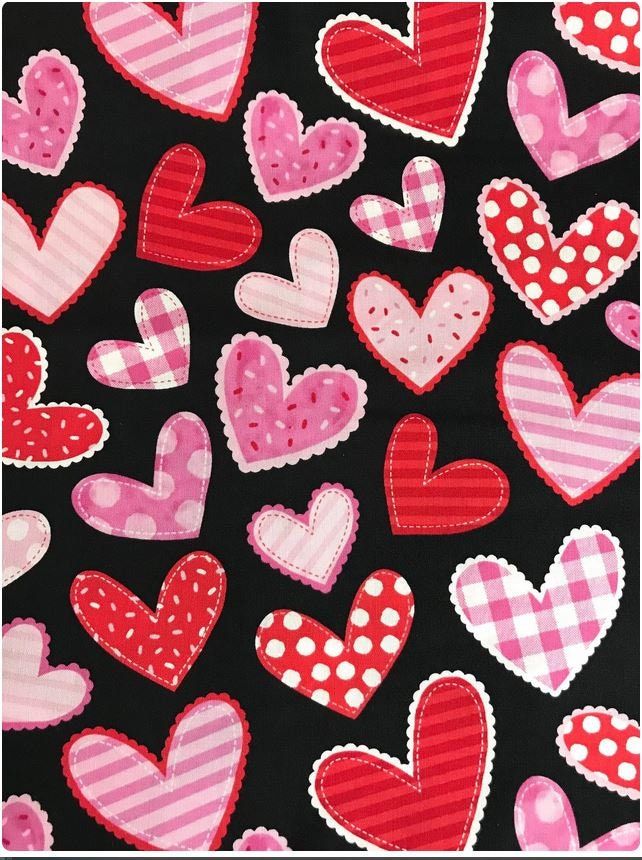 Valentine Amp 39 S Day Cotton Fabric Red Foil Hearts Amp Swirl Etsy