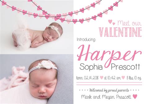 Valentine S Day Birth Announcement Our Little Valentine Digital