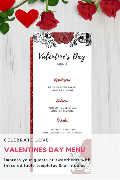 Valentine S Day Dinner Menu Valentine S Menu Red Rose Inside Valentine