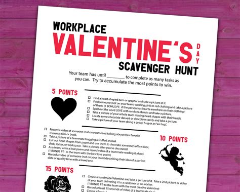 Valentine S Day Workplace Scavenger Hunt Printable Team Building