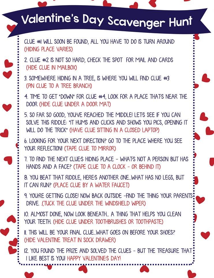 Valentine Scavenger Hunt For Kids Free Printable Clues Artofit