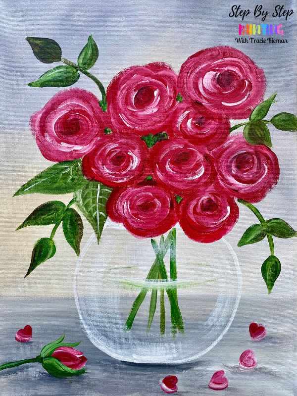 Valentines Day Step By Step Painting Tracie S Acrylic Painting