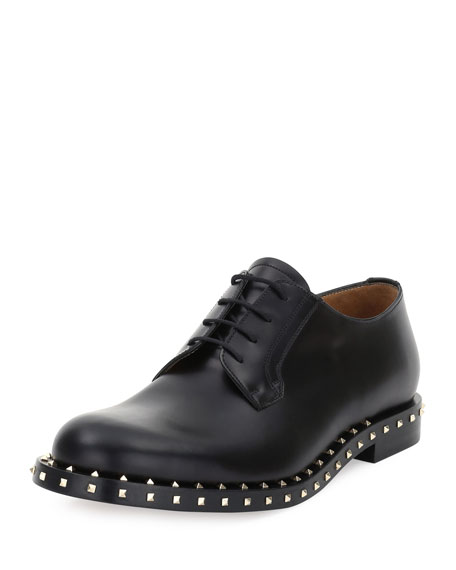 Valentino Garavani Rockstud Studded Lace Up Derby Shoe Black