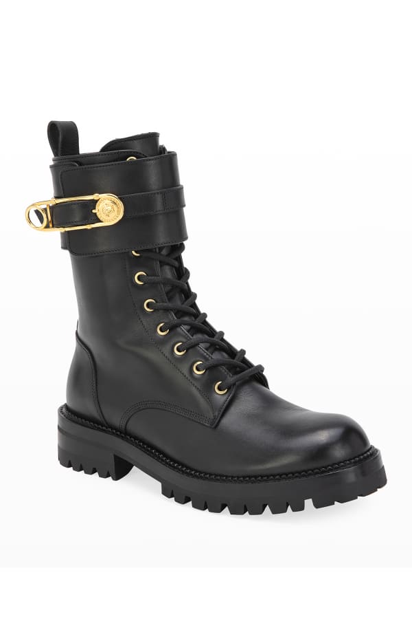 Valentino Garavani Vlogo Leather Combat Boots Neiman Marcus