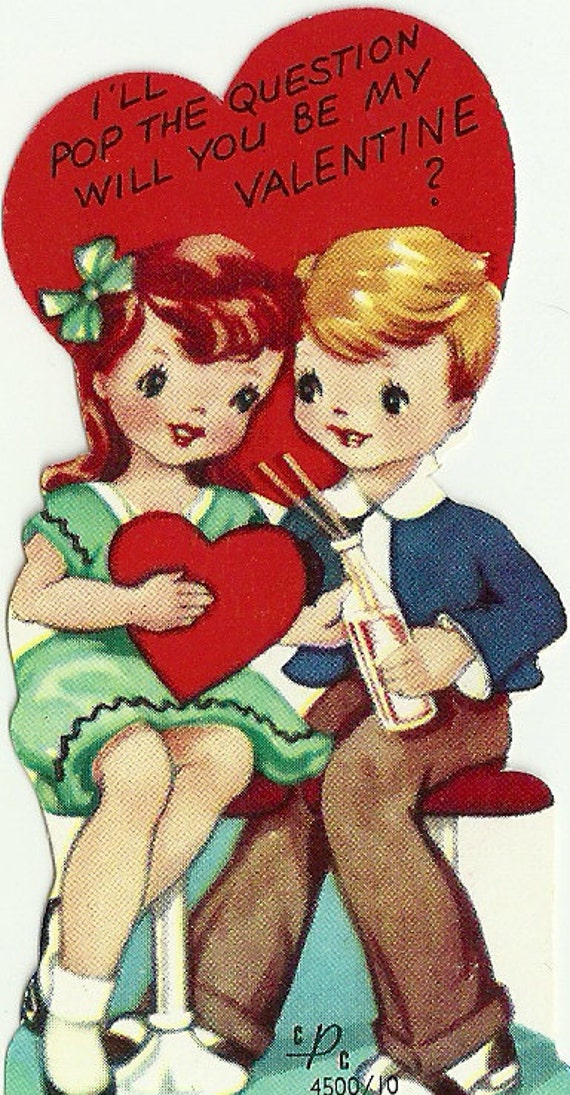 Vintage Valentine S Day Card 1950 S Etsy Vintage Valentine Cards